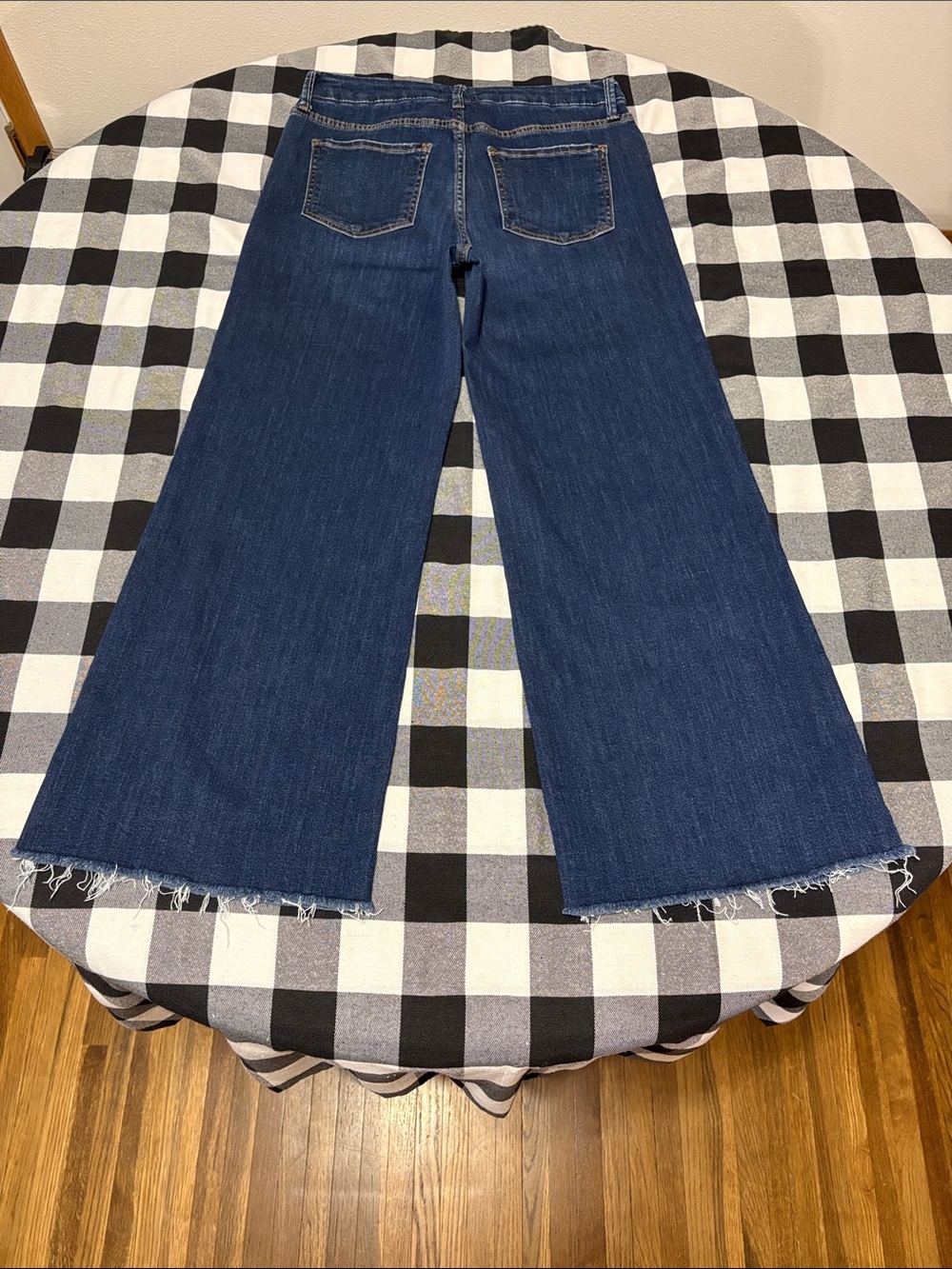 Kut from the Kloth Meg Fab Ab Wide Leg High Rise Jeans 6 x 27 Stretch Frayed Hem - Picture 11 of 14
